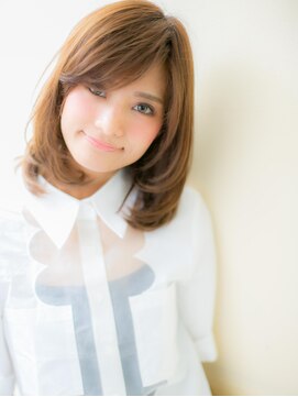 モッズ ヘア 福岡姪浜店(mod's hair) *mod's姪浜*…斜めバングx毛先パーマのワンカールセミディd