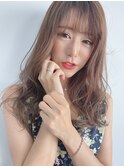 小顔無造作カール×ミルクティーベージュ