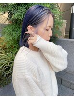 シンティアバイアルティナ 渋谷店(Cyntia by artina)&nbsp;ネイビーブルー_フェイスハイライト_バイカラー_ツートンカラー1