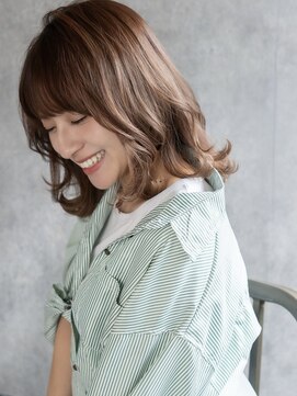 ヘアーメイクパウダー 天王寺寺田町店(Hair make powder) 小顔外ハネミディアムアッシュ20代30代40代くびれミディ韓国ヘア