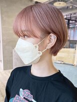 アルバム 池袋(ALBUM)&nbsp;ピンクベージュショート_外ハネボブセクションカラー_ba410162