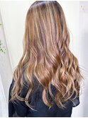 30代40代ハイライトバレイヤージュ透明感外国人風カラーロング