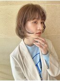 ボブレイヤー・ベージュ・顔周りカット・銀座日比谷20代30代