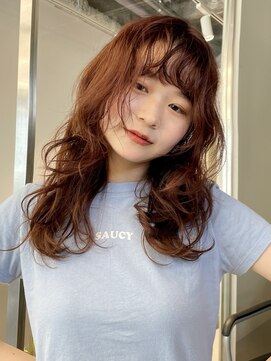 トリッカ シブヤ(TRICCA SHIBUYA) ウェーブパーマ/スタイリング/前髪/イメチェン/レイヤーオレンジ