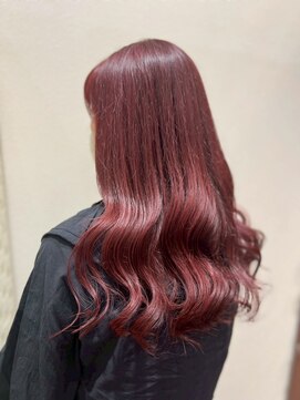 アクセ 韓国風巻き*チェリーレッド*ツヤ髪ロング*大人可愛い