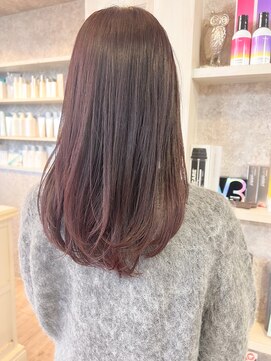福山市美容室Caary髪質改善ストレートパーマ暖色系ピンクカラー
