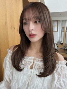 バイオレット 表参道店(Violet) ミディアムレイヤーカットダークブラウン顔周りカットTK52