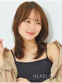 小顔似合わせくびれミディアムレイヤー韓国大人ワンホンレイヤー