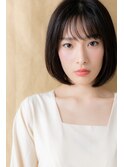 小顔透けバング黒髪うる艶髪前下がり大人ボブY大宮20代30代40代