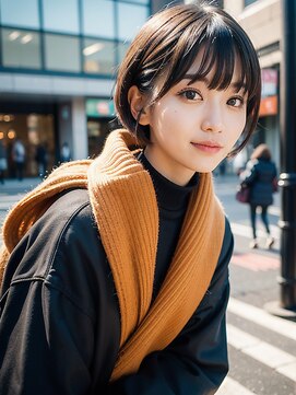 オルク 札幌大通(Orque) ショートボブ丸みボブ 後毛 シースルーバング ワイドバング