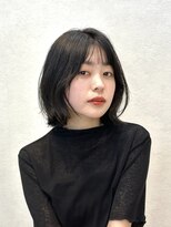韓国小顔インナーカラーイヤリングカラーレイヤーボブ20代30代