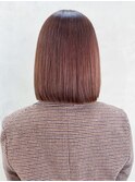 ピンクブラウン_外ハネボブセクションカラー_ba385222