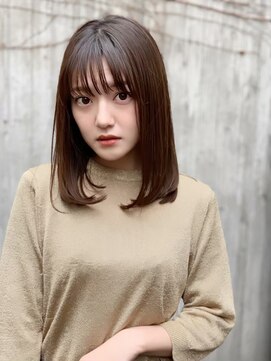 ケアリー 流山おおたかの森(Carelly) 大人かわいい前髪セシルカットココアブラウンフリンジウェーブ