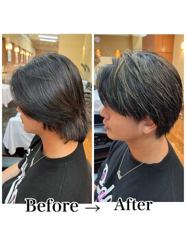 ヨシザワインク ハコザキ 水天宮前 日本橋人形町(YOSHIZAWA Inc.HAKOZAKI) ハイライト/センターパート/ビフォーアフター/コンマバング/眉毛