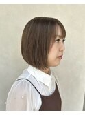 ナチュラルハイライトカラー/オリーブベージュ/ボブ