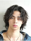 センターパートウルフカットボブウルフパーマ渋谷メンズパーマ