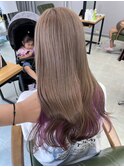インナーカラー_ミルクティーベージュ_ピンクパープル