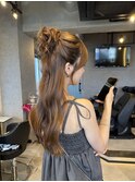 お団子ハーフアップ