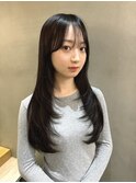 イメチェン外ハネボブ美髪ワイドバング顔周りレイヤーカット