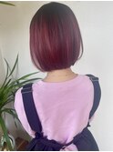 バレイヤージュカラーピンクレッド