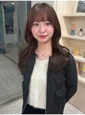 チョコレートベージュ 顔周りカット くびれ巻き 韓国ヘア 20代