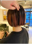 デザインカラーコントラストハイライト切りっぱなしボブ