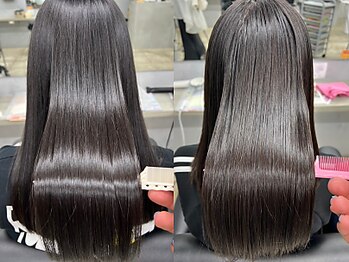 ハロー(HELLO)の写真/【髪質改善酸熱トリートメント¥7700】根元だけでなく毛先までツヤツヤに◆お手入れも簡単な美髪をご提供♪