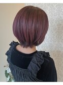 【丸みショートボブ】大人可愛いピンクブラウン