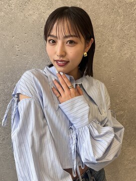 アース 三軒茶屋店(HAIR&MAKE EARTH) 三軒茶屋_レディース_ミディアム_ボブ_ブラウン_耳掛けボブ_小顔