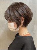 大人ショートボブヘアミルクティーベージュカラーグレイカラー●