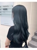 ブリーチなしwカラー　ネイビーブラック　透明感