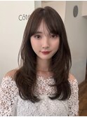 美髪レイヤーカット/顔まわりレイヤー/くびれロングレイヤー