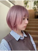 ミディアムレイヤーカット長めボブハイブリーチハイトーンカラー