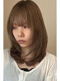 大人セミディ/レイヤーカット/内巻き/小顔ヘア/夏色/グレージュ