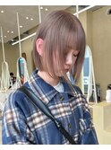 似合わせカットレイヤーボブミルクティカラー春カラー