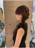 サイドポニーテール　編み込み　ヘアセット