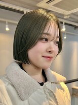 ヌープヘアーアイス(NUUP.hair ici)&nbsp;ブリーチなしカラー◎春のオリーブボブで透明感！20代30代