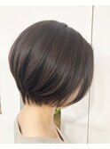 大人ボブ　ショート　ブラウン