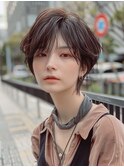 イメチェン　外ハネ　ボブ　美髪　ワイドバング　ブルーブラック