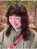【macana】ミディアムパーマ ピンクブラウン 向ヶ丘遊園