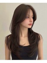 エレノア トーキョー 恵比寿(ELEANOAH TOKYO)&nbsp;小顔顔周りカット　大人レイヤー　ダークブラウン