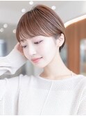 20代30代大人ガーリーハイライトココアブラウン小顔ショートボブ