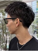 刈り上げアップバングスパイキーショートパーマスパイラルパーマ
