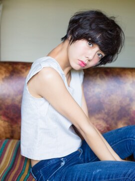 髪技空間アノン(anon) ★髪空間anon/一宮★くせ毛風パーマの黒髪マニッシュショート