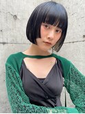 インナーカラー×切りっぱなし姫カットボブ