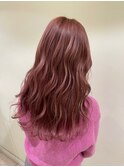 【高階】ピンクアッシュ　暖色系カラーくびれヘア冬カラー