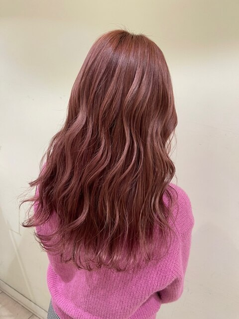 【高階】ピンクアッシュ　暖色系カラーくびれヘア冬カラー