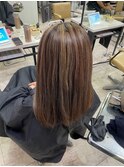 ハイライトベージュ小顔ワンレンロングケアブリーチ所沢韓国