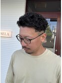 フェードカット オールバックパーマ