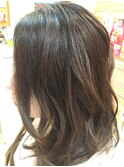 地毛 ミディアムから ストレートエクステ  ゆるふわ巻き仕上げ